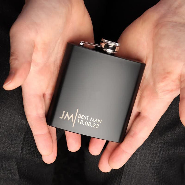 Borraccia portatile personalizzata incisa nera opaca da 3-10 oz