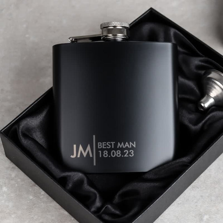 Borraccia portatile personalizzata incisa nera opaca da 3-10 oz