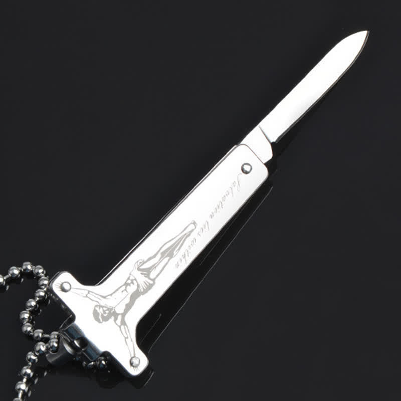 Collana con ciondolo a forma di croce di Gesù creativo e coltello pieghevole - image 6
