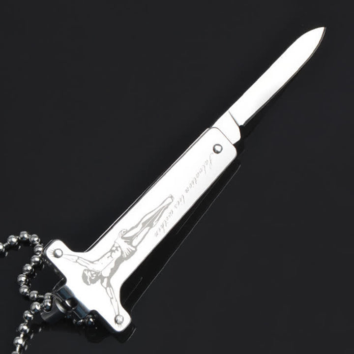 Collana con ciondolo a forma di croce di Gesù creativo e coltello pieghevole - image 6