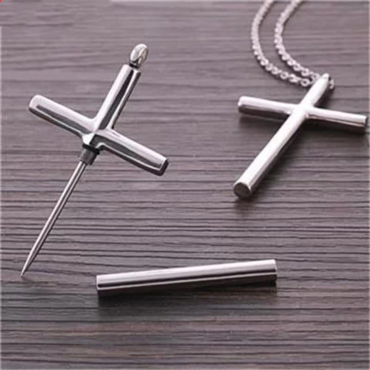 Collana con ciondolo a croce con stuzzicadenti portatile Edc