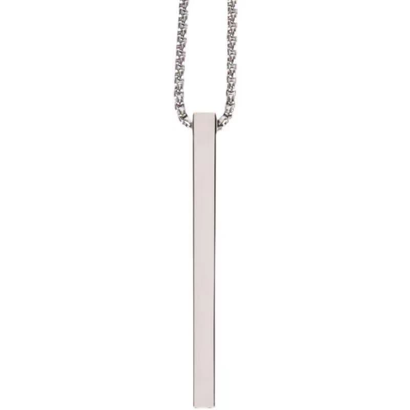 Collana con ciondolo rettangolare portatile in acciaio con ago alla moda - image 4