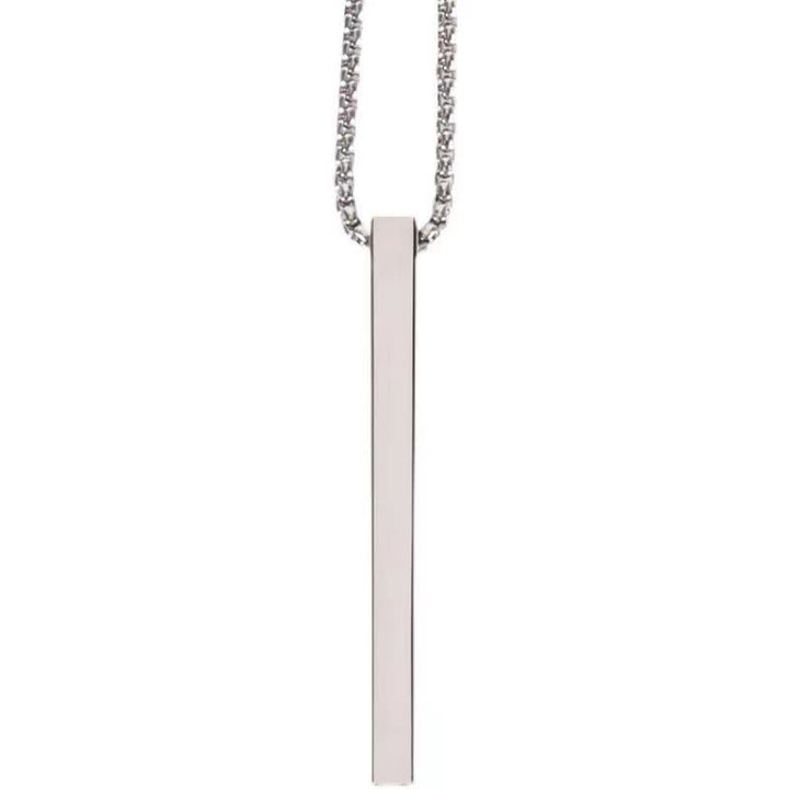 Collana con ciondolo rettangolare portatile in acciaio con ago alla moda - image 4