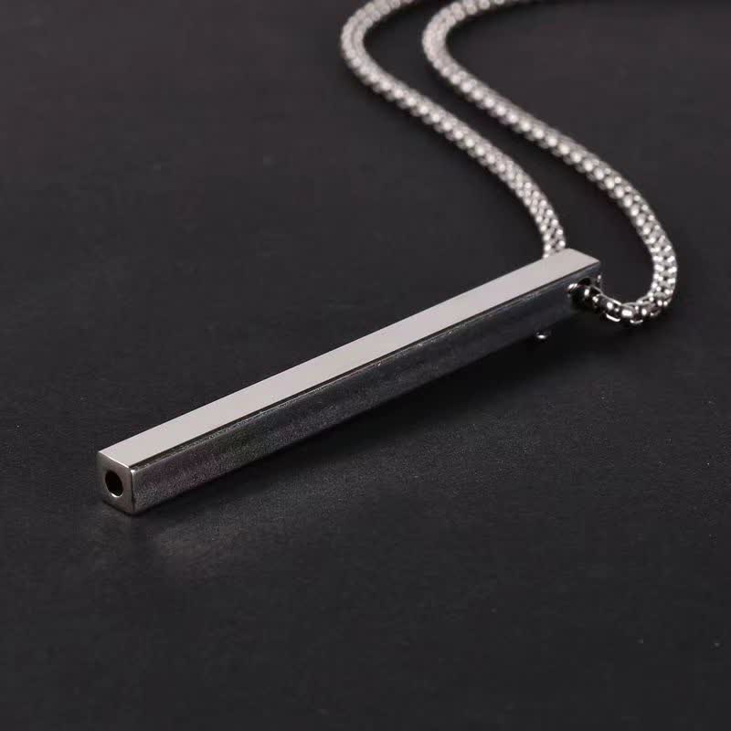 Collana con ciondolo rettangolare portatile in acciaio con ago alla moda - image 2