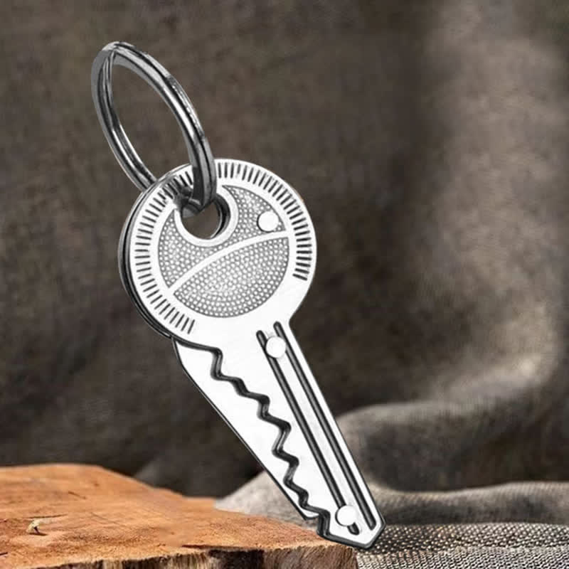 Portachiavi a forma di chiave con mini coltello pieghevole compatto