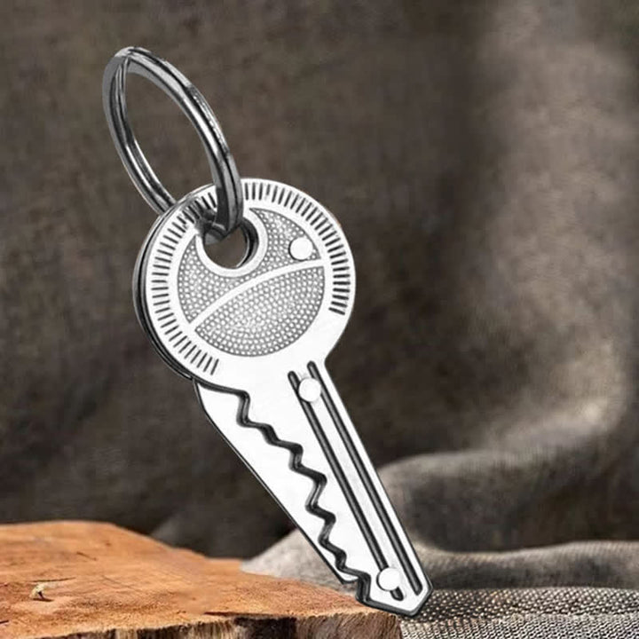 Portachiavi a forma di chiave con mini coltello pieghevole compatto