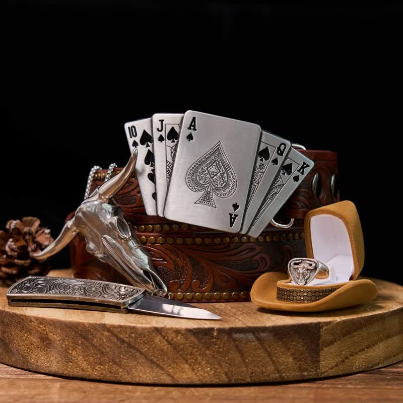 Set di anelli per toro con ciondolo a forma di corno di cervo, fibbia per cintura con accendino nascosto fai da te - Set in bundle - image 0