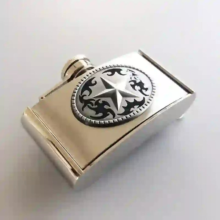 Set di accendini con fibbia per cintura fai da te con coltello nascosto, doppie pistole, stella e fiaschetta