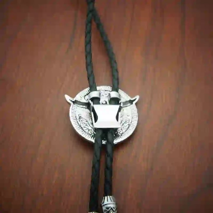 Set di cravatte Bolo con ciondolo a forma di mucca, fibbia per cintura con coltello nascosto fai da te e teschio