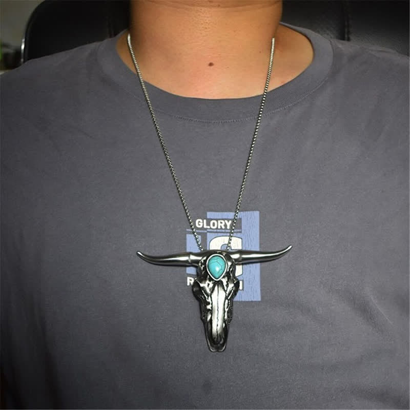 Fibbia per cintura con ciondolo multifunzione EDC turchese a forma di teschio Longhorn - image 5