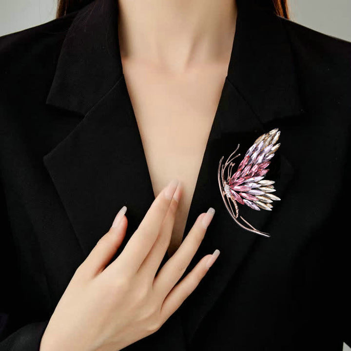 Spilla a farfalla rosa sfumato abbagliante da donna