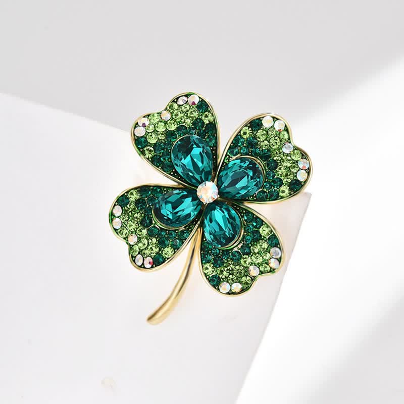 Spilla da donna con quadrifoglio fortunato verde