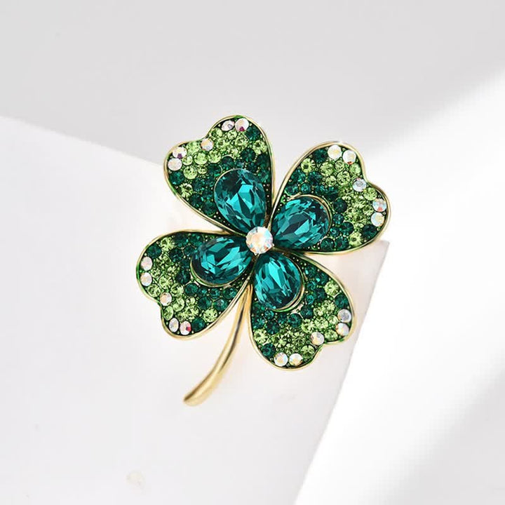 Spilla da donna con quadrifoglio fortunato verde