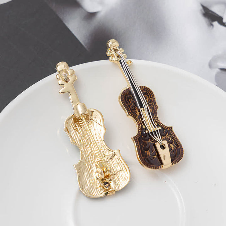 Spilla smaltata creativa da donna a forma di violino musicale