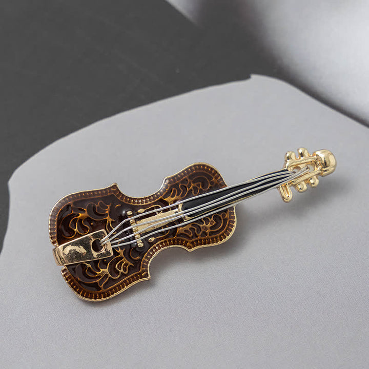 Spilla smaltata creativa da donna a forma di violino musicale