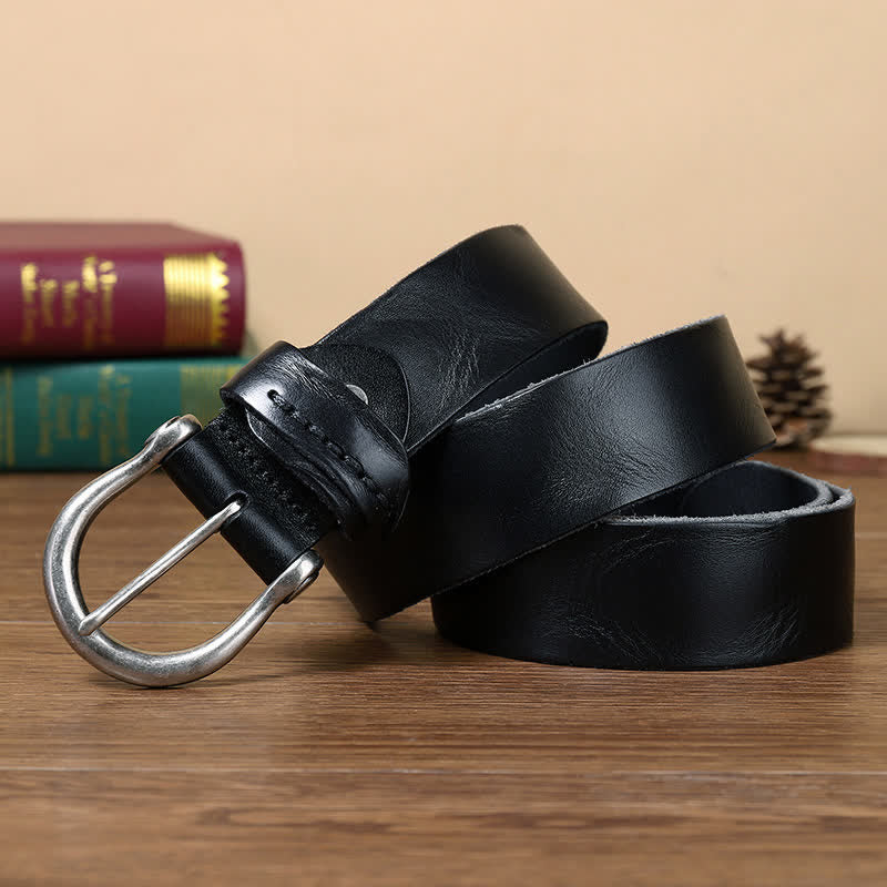 Cintura in pelle invecchiata semplice e alla moda versatile - Nero - 46 - image 2