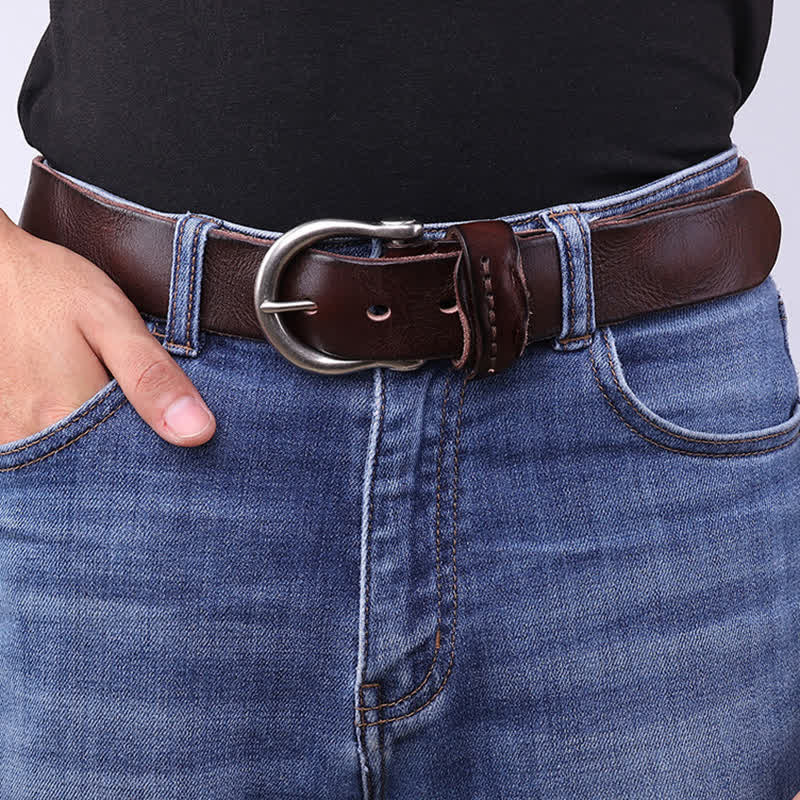 Cintura in pelle invecchiata semplice e alla moda versatile - image 0
