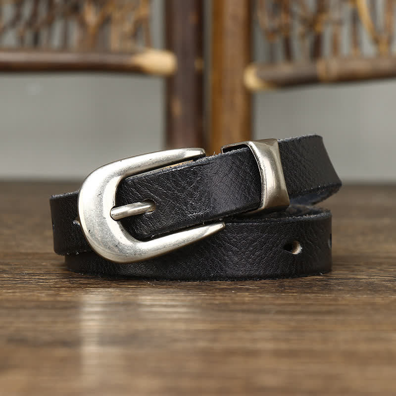 Cintura in pelle da donna retrò stretta e sottile