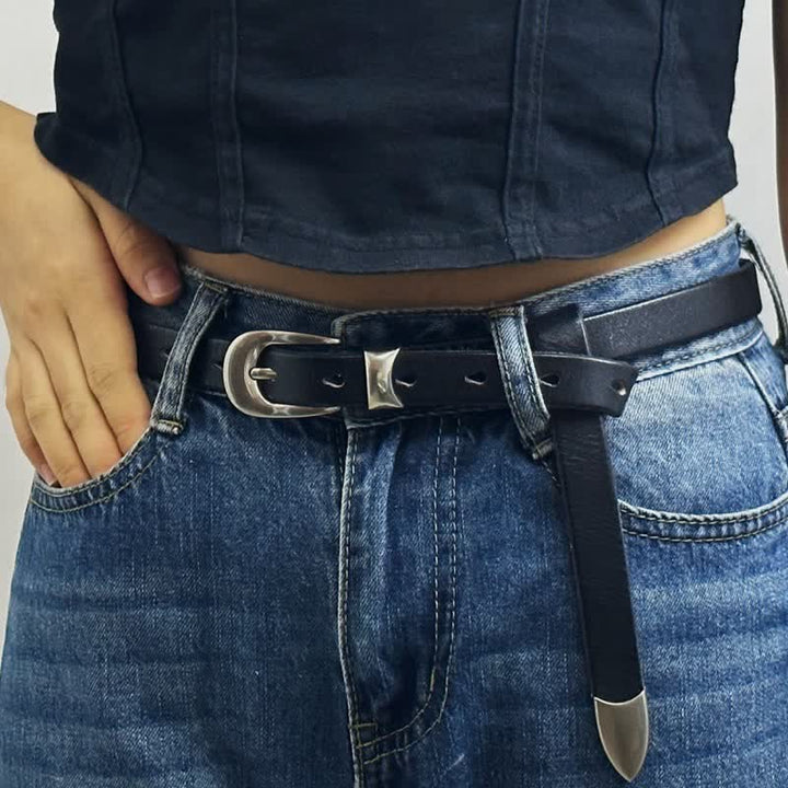 Cintura in pelle da donna retrò stretta e sottile