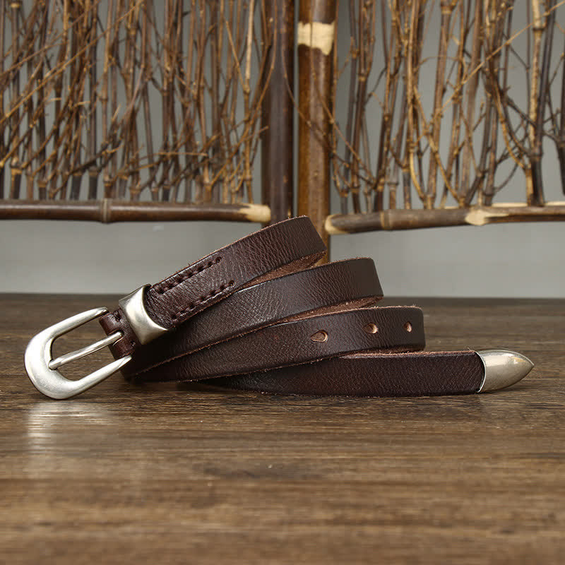 Cintura in pelle da donna retrò stretta e sottile