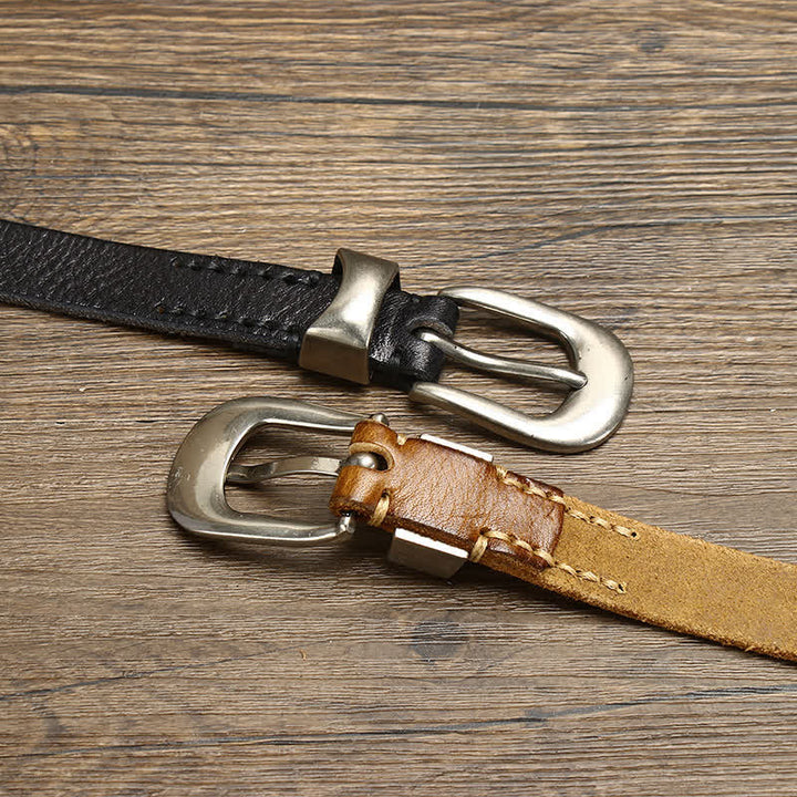 Cintura in pelle da donna retrò stretta e sottile