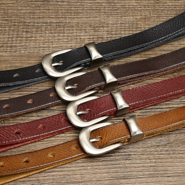 Cintura in pelle da donna retrò stretta e sottile