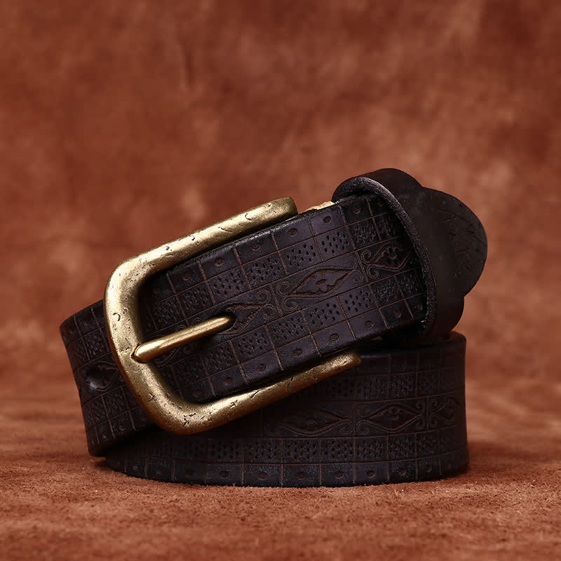 Cintura in pelle spessa con motivo in rilievo intagliato occidentale - Nero - 46 - image 5