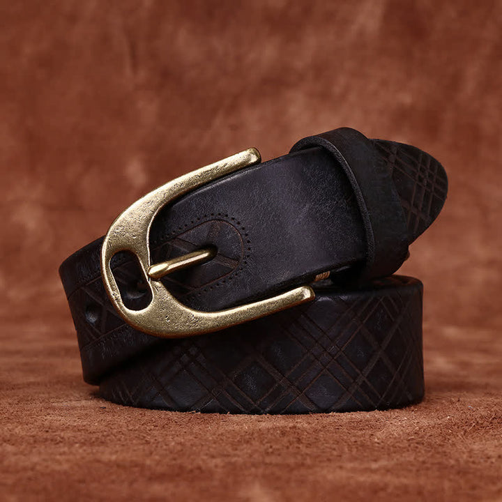 Cintura in pelle spessa con stampa a diamante personalizzata - Nero - 46 - image 5