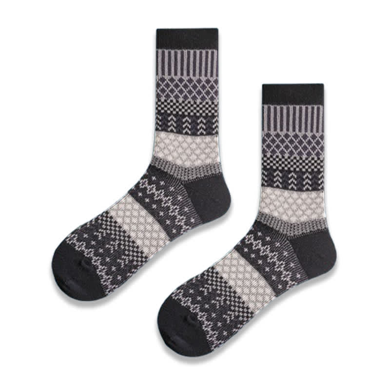 Calzini in cotone con design etnico a rombi retrò