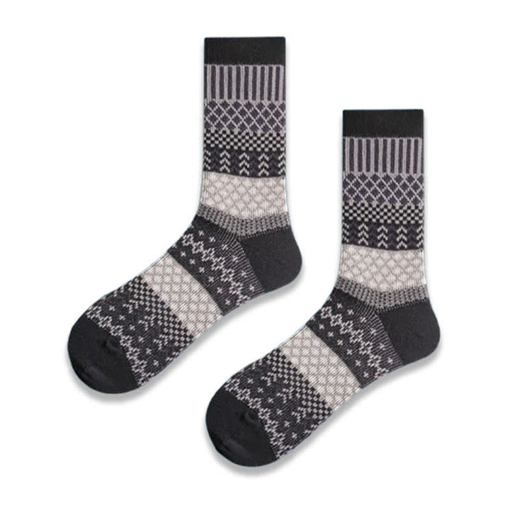 Calzini in cotone con design etnico a rombi retrò