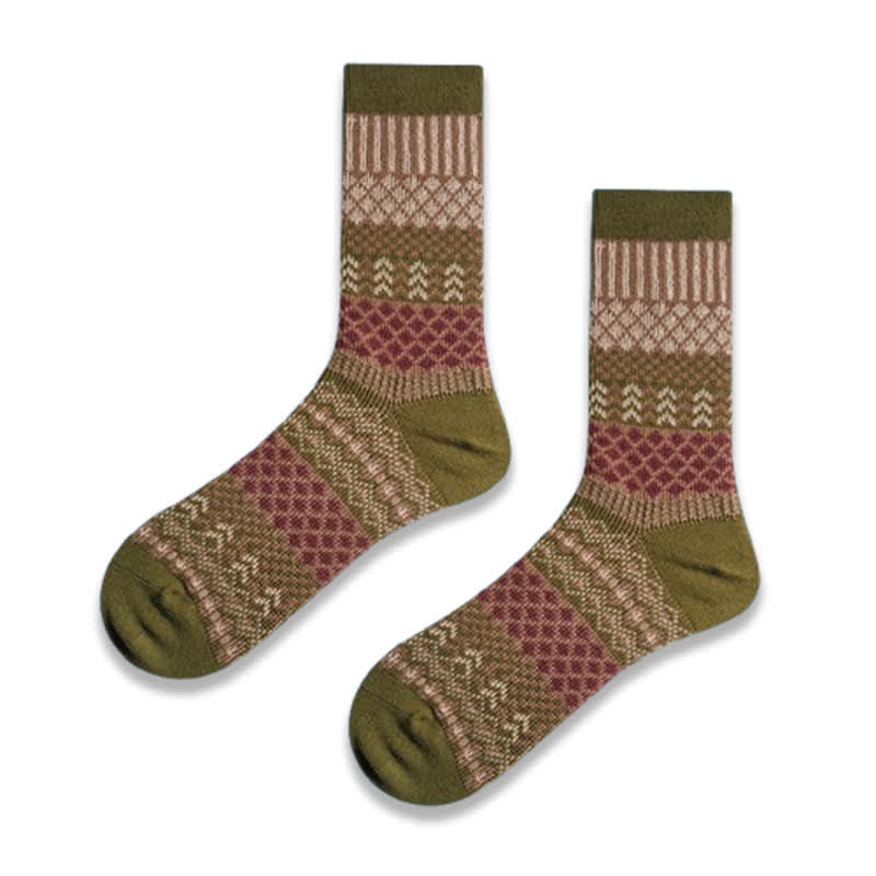 Calzini in cotone con design etnico a rombi retrò
