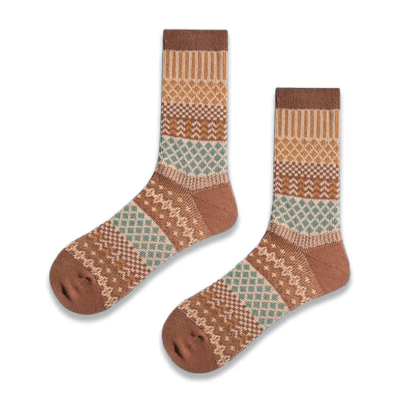 Calzini in cotone con design etnico a rombi retrò