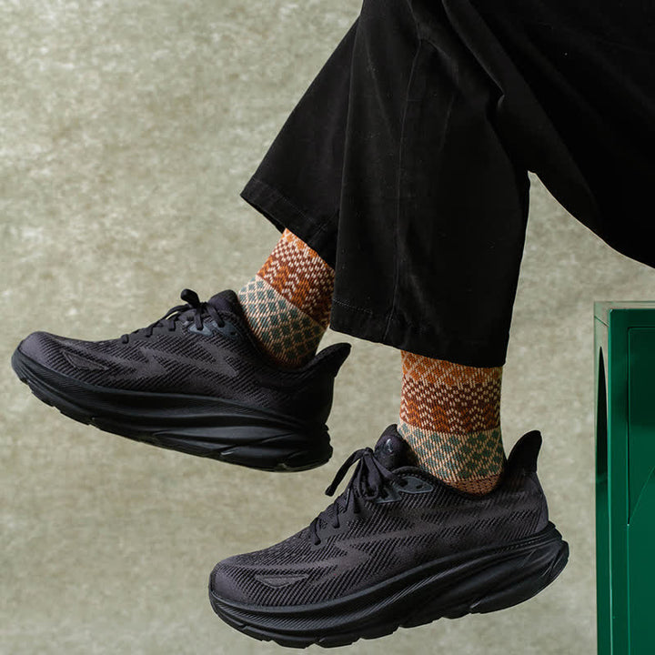 Calzini in cotone con design etnico a rombi retrò