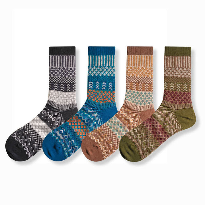 Calzini in cotone con design etnico a rombi retrò
