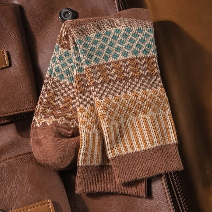 Calzini in cotone con design etnico a rombi retrò