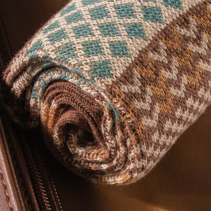 Calzini in cotone con design etnico a rombi retrò