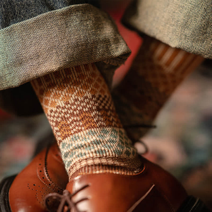 Calzini in cotone con design etnico a rombi retrò