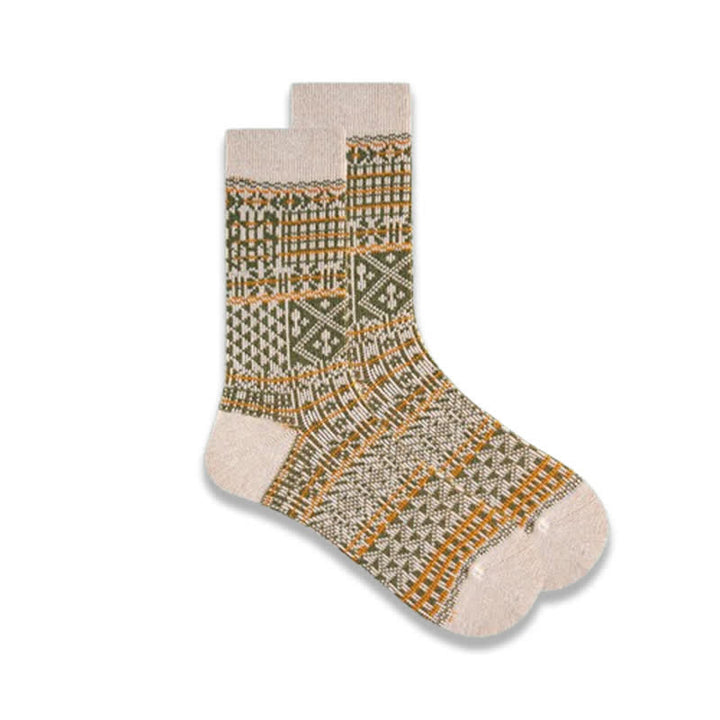Calzini in cotone con motivo a linee di diamanti colorati alla moda