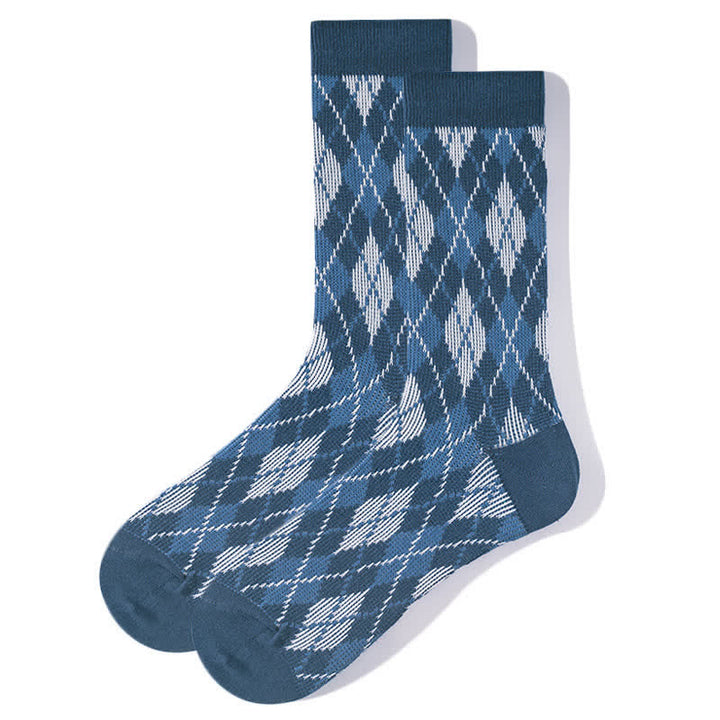 Calzini in cotone con fantasia a quadri originali - Blu - 6 paia - Taglia unica (US 6.5 - US 10) - image 2