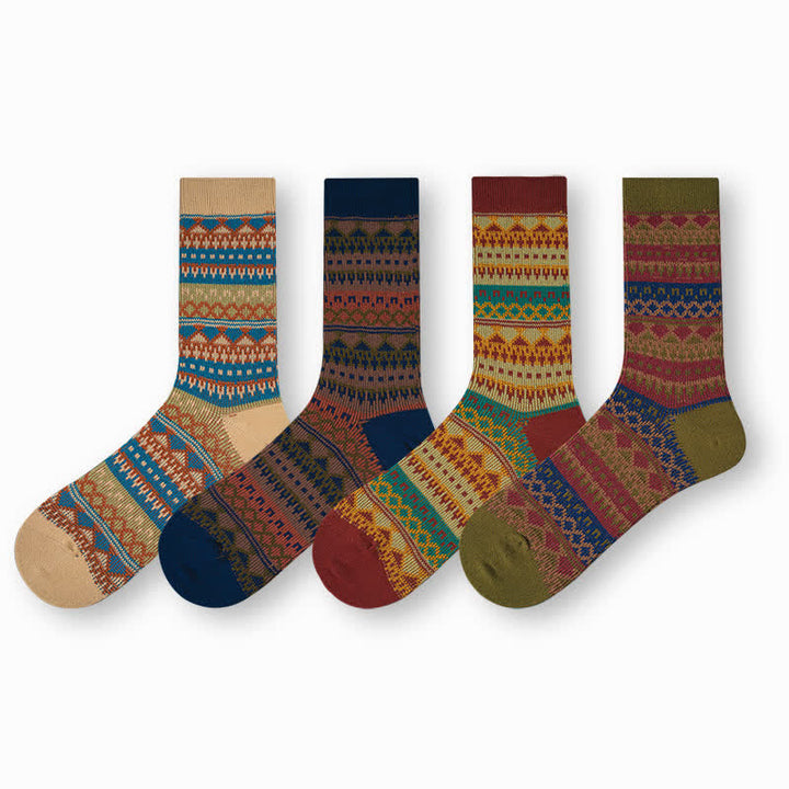 Calzini in cotone con motivo etnico tribale colorato