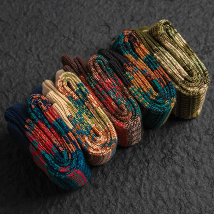Calzini in cotone retrò in stile etnico dai colori vivaci