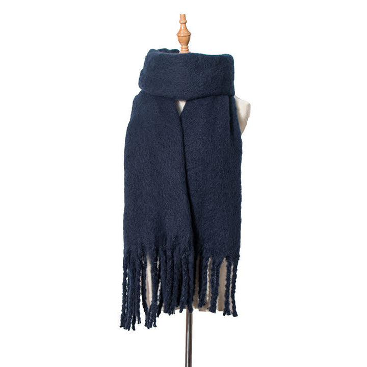 Sciarpa unisex calda e spessa con nappe di colore puro