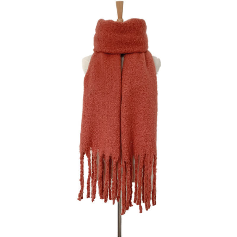 Sciarpa unisex calda e spessa con nappe di colore puro - Mattoni refrattari - image 27
