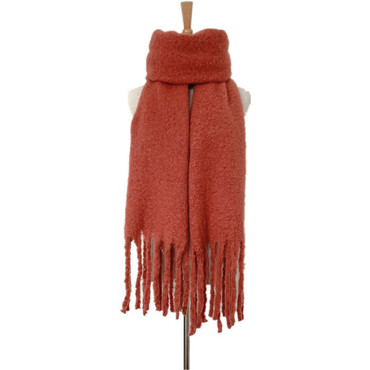 Sciarpa unisex calda e spessa con nappe di colore puro - Mattoni refrattari - image 27