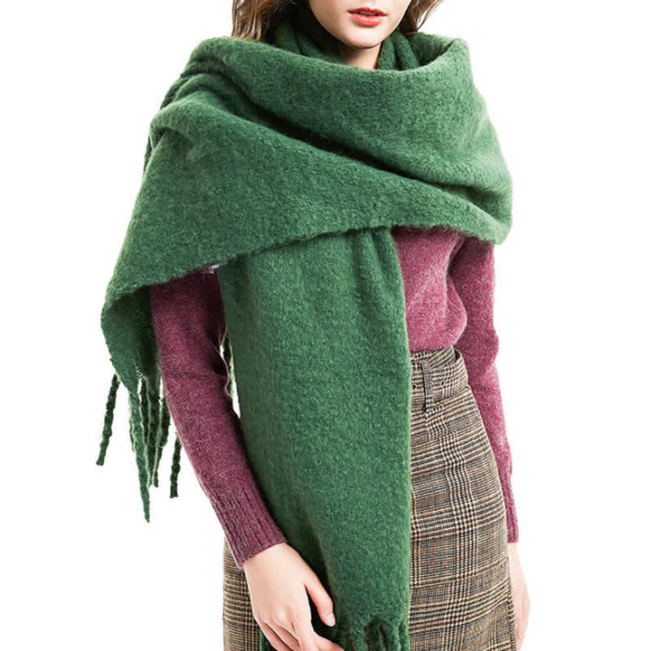 Sciarpa unisex calda e spessa con nappe di colore puro - image 0