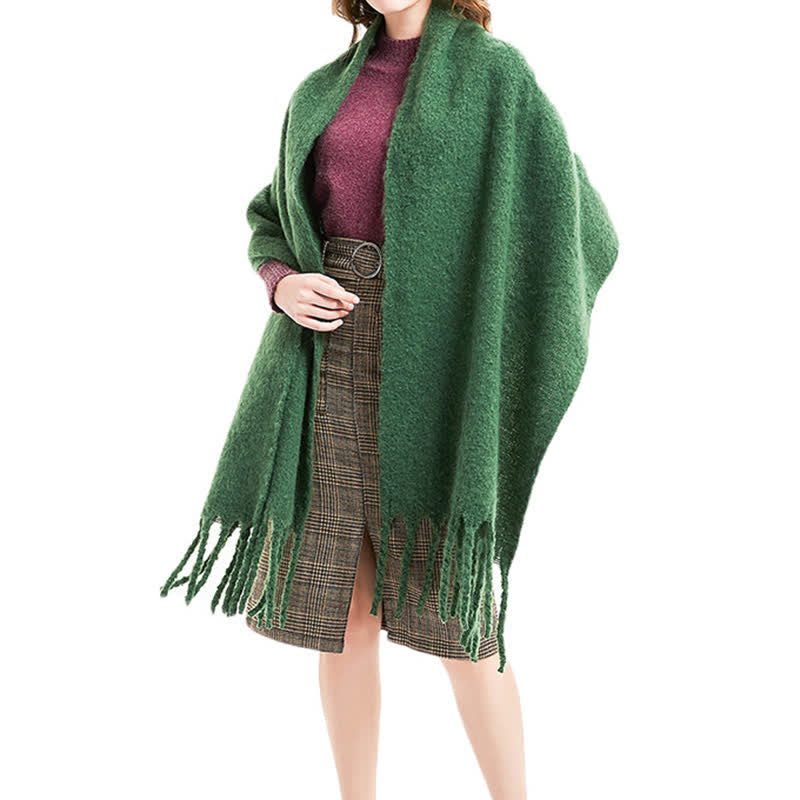Sciarpa unisex calda e spessa con nappe di colore puro - image 3
