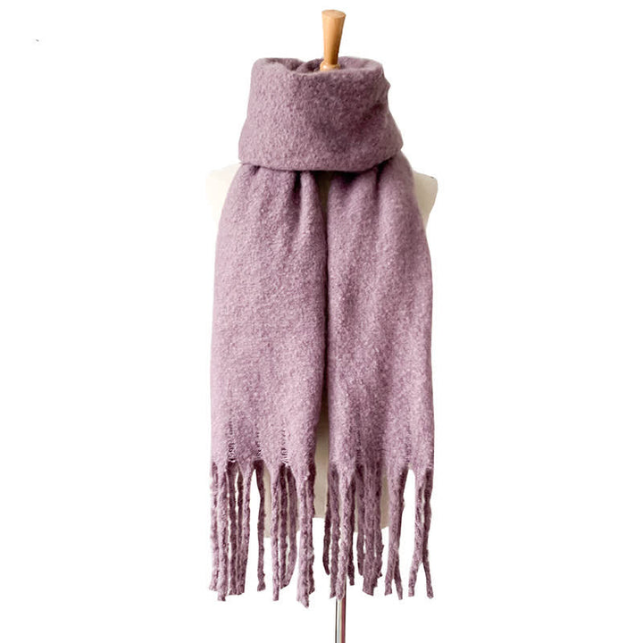 Sciarpa unisex calda e spessa con nappe di colore puro - Viola - image 32