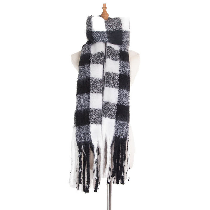 Sciarpa unisex oversize con nappe color block - Bianco e nero #2 - image 41
