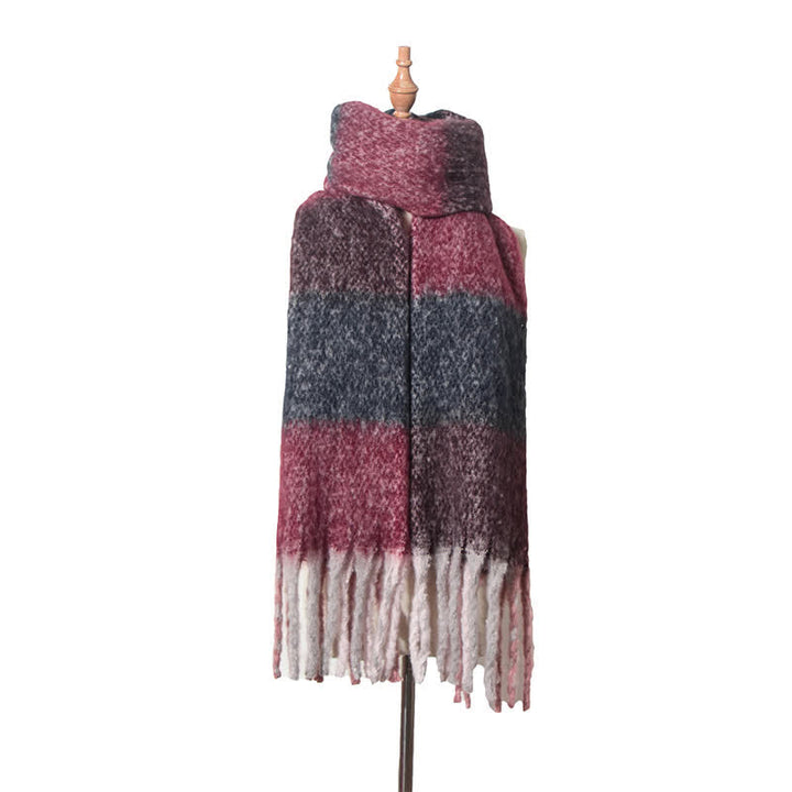 Sciarpa unisex oversize con nappe color block - Marrone - image 12