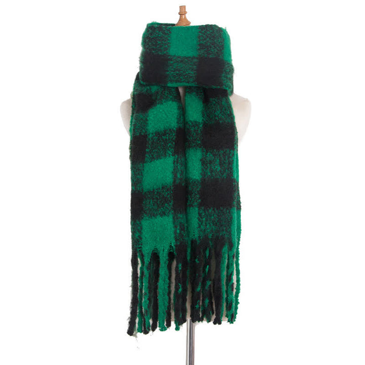Sciarpa unisex oversize con nappe color block - Verde e nero - image 43